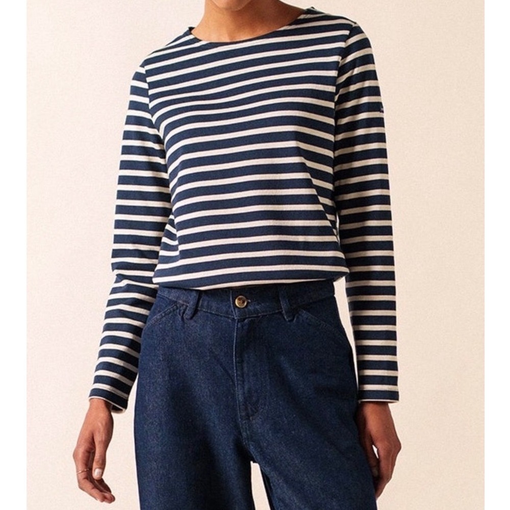 Saint James Breton Navy Nautical Stripe Long Sleeve Shirt Top - XSmall